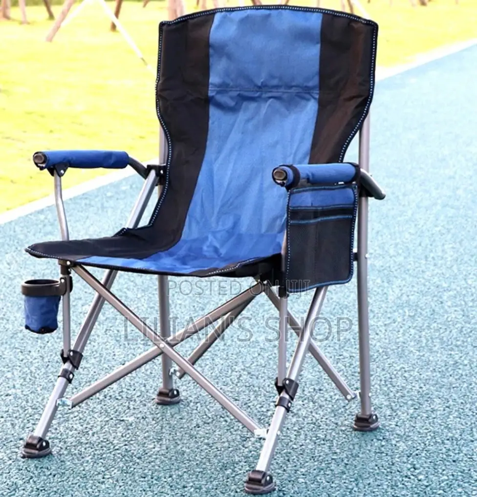 Heavy Duty Folding Metallic Chair With Cup Holder