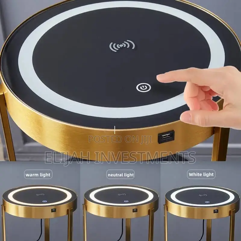 End Table LED Floor Lamp With Wireless Charging Station