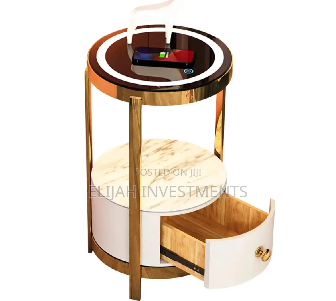 End Table LED Floor Lamp With Wireless Charging Station