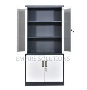 File Cabinet/ Steel Cabinet Half Glass-Grey and Off White