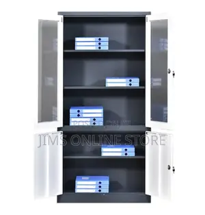 File Cabinet/ Steel Cabinet Half Glass-Grey and Off White