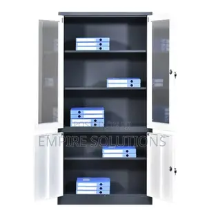 File Cabinet/ Steel Cabinet Half Glass-Grey and Off White