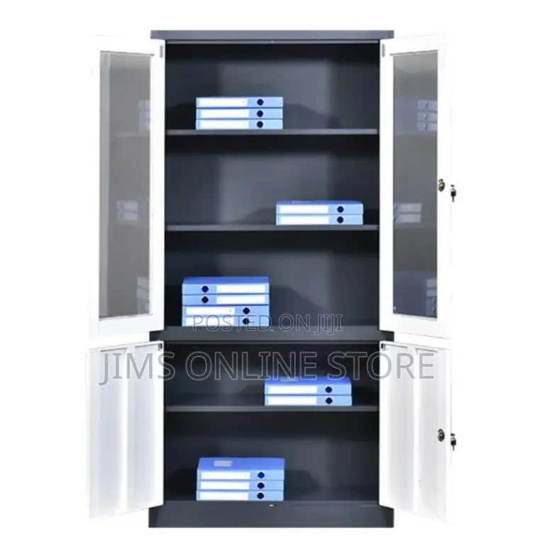 File Cabinet/ Steel Cabinet Half Glass-Grey and Off White