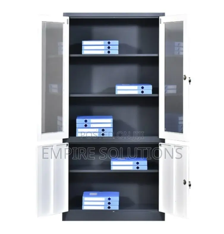 File Cabinet/ Steel Cabinet Half Glass-Grey and Off White