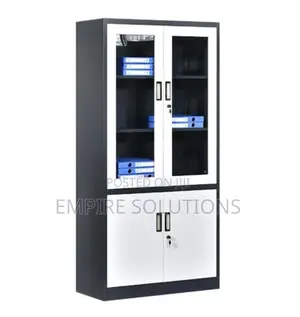 File Cabinet/ Steel Cabinet Half Glass-Grey and Off White