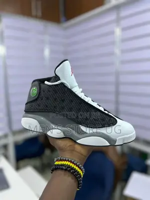 Air Jordan 13 Retro Black Gray And White Mens Classic Shoes