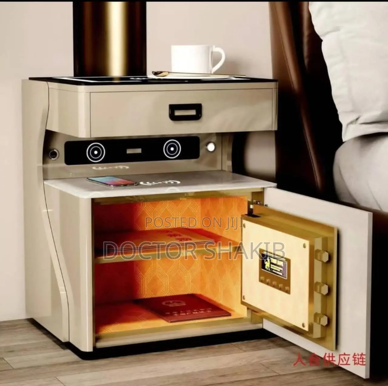 Brand New Smart Safe Bedside Integrated Modern Table
