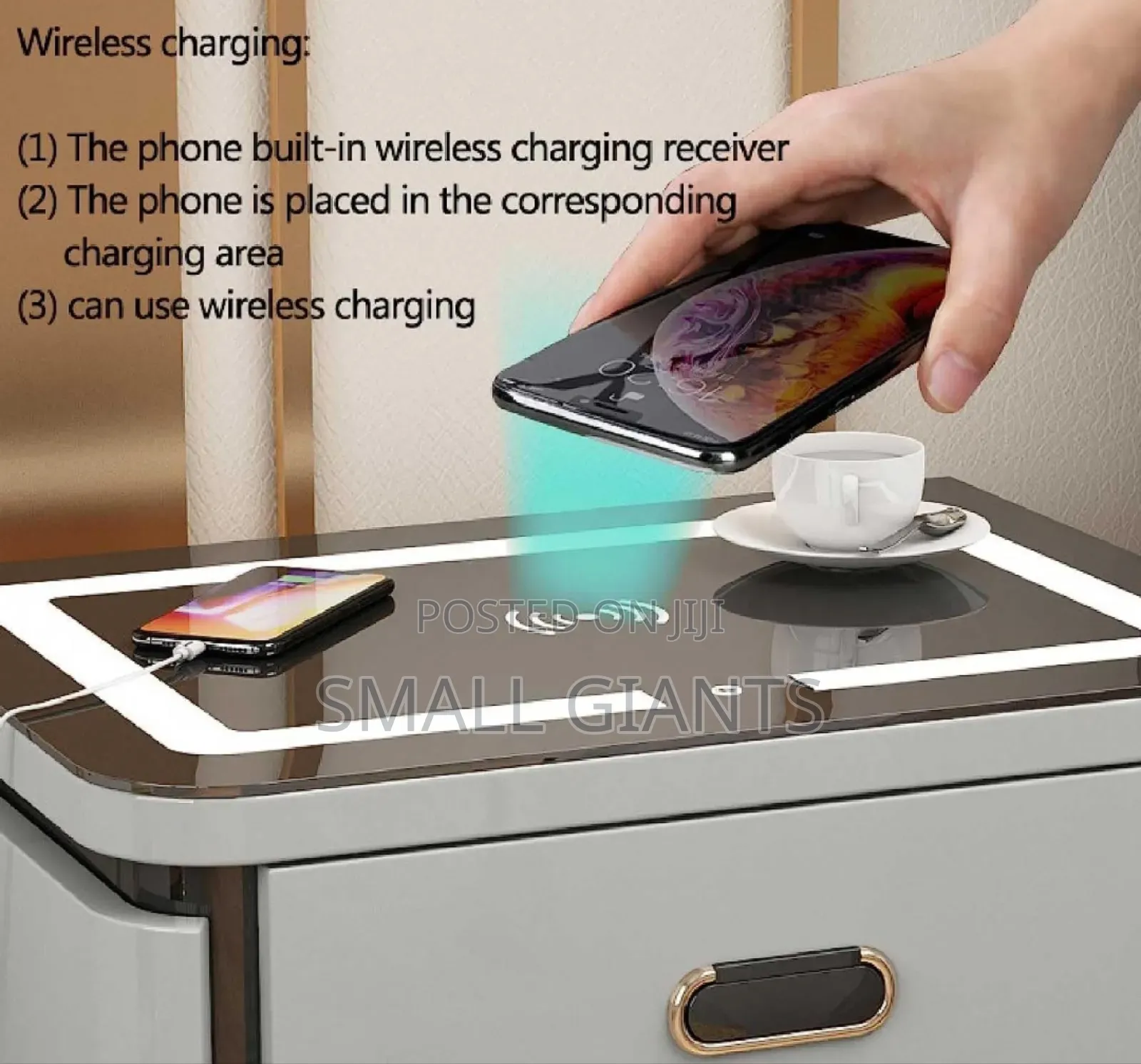Smart Bedside Cabinet With Safe Box and Wireless Charging