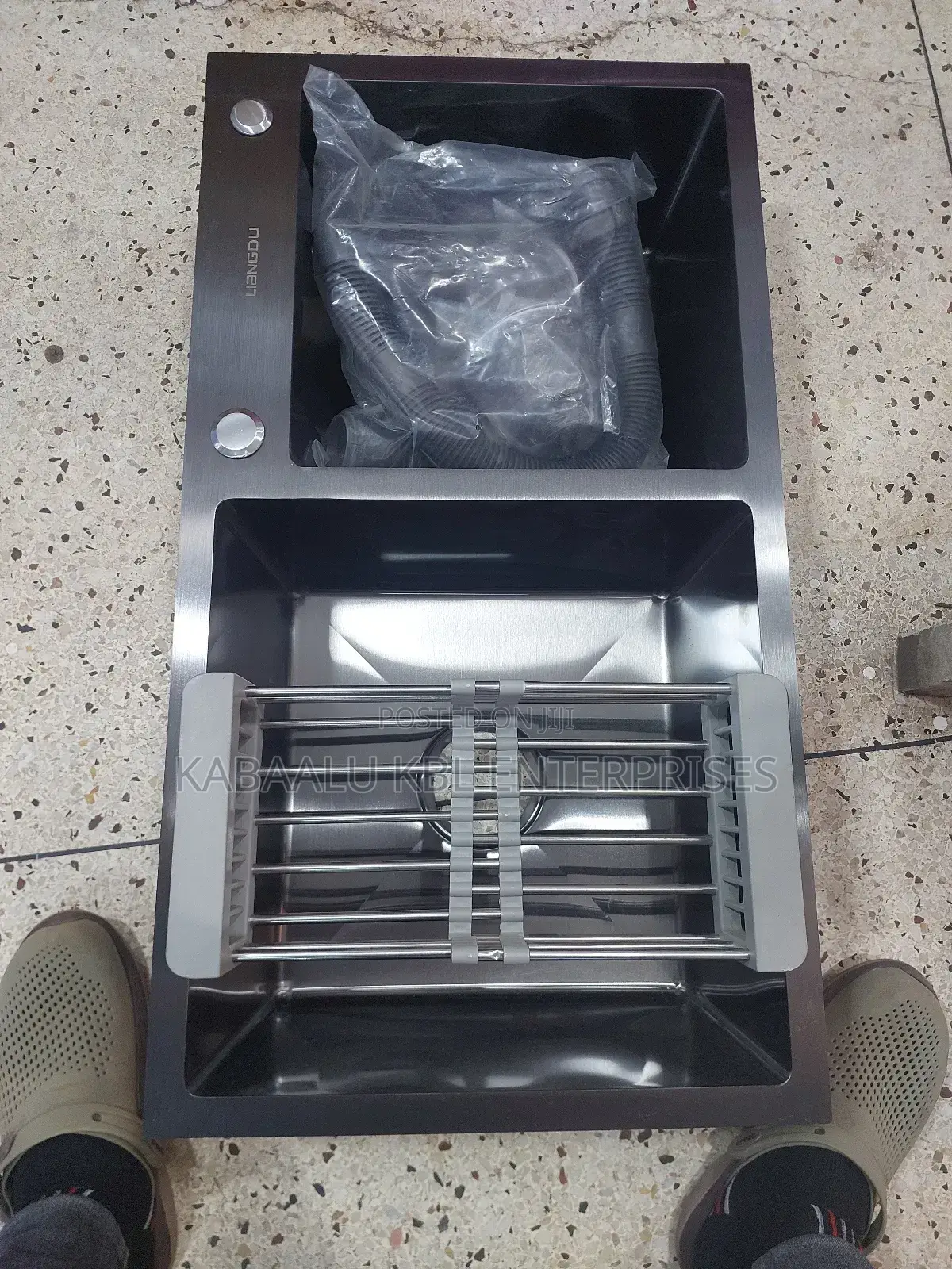 Heavy Duty Kitchen Sink for Worktop(Black) Double Bowls