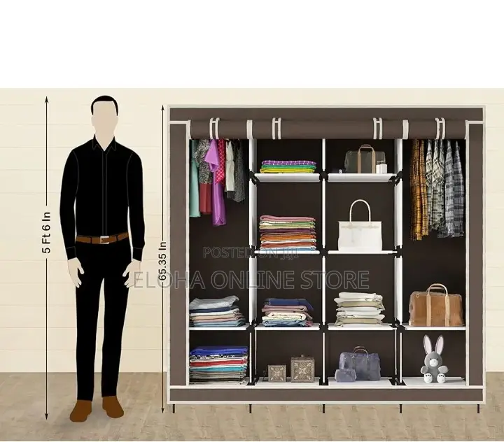 Collapsible Wardrobe for Clothes With 12 Shelves