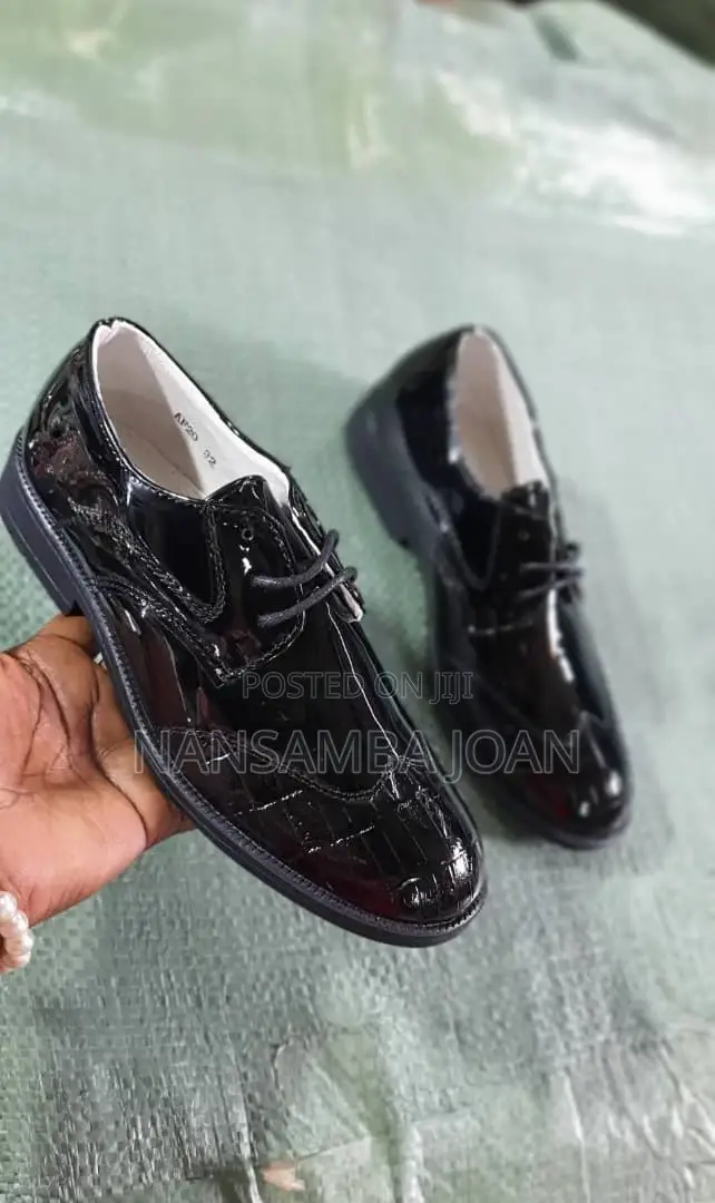 Boy's Shinny Party Shoes-Black