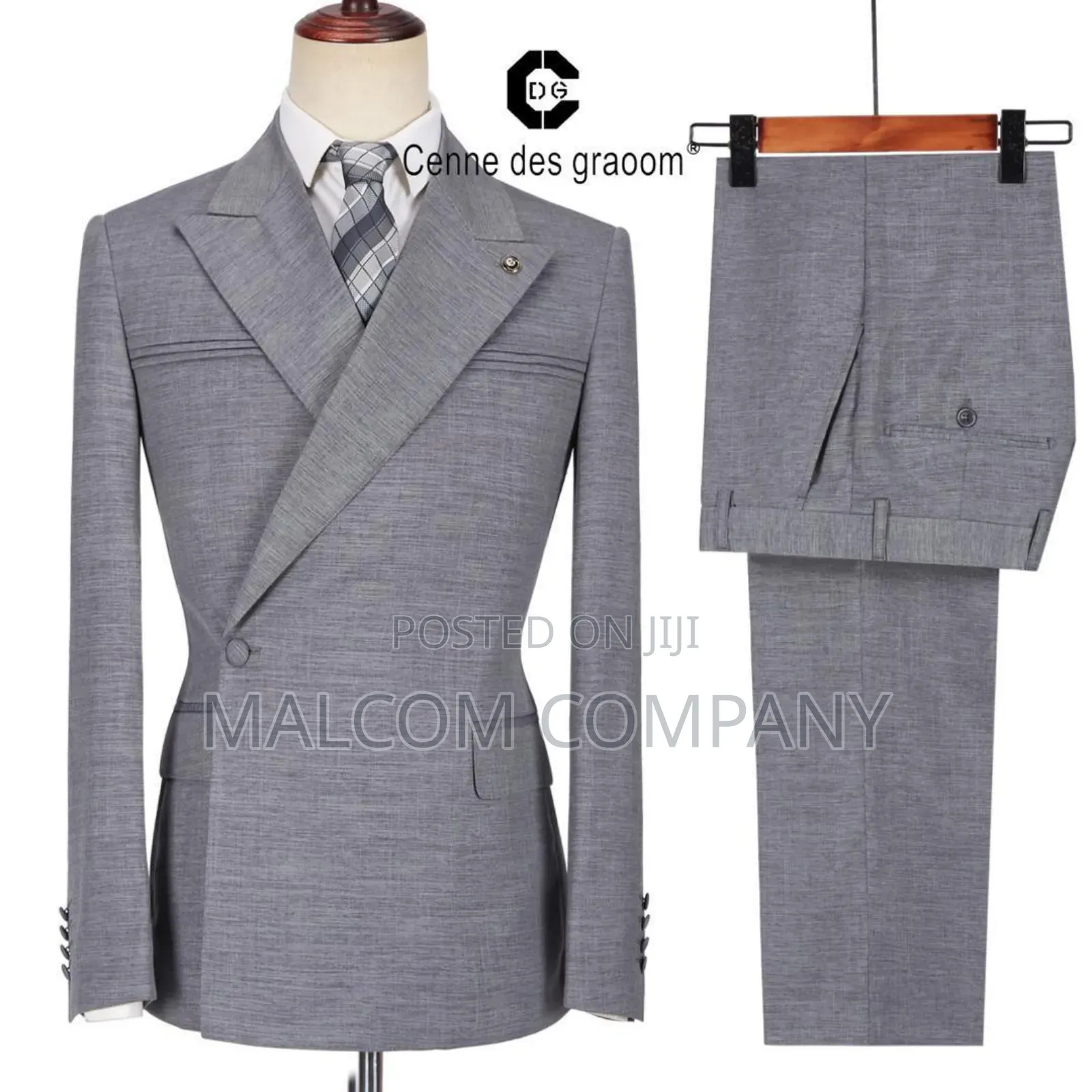 Single Button Men Suit Light Gray.