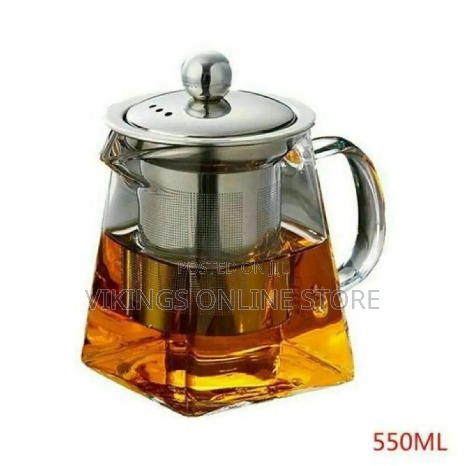 550ML Clear Heat Resistant Clear Glass Teapot Jug W Infuser