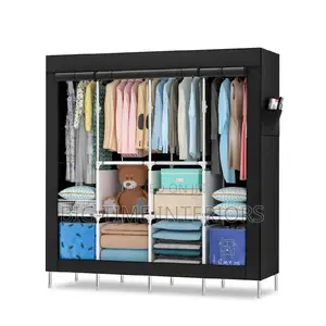4column Metallic And Cloth Closet-black