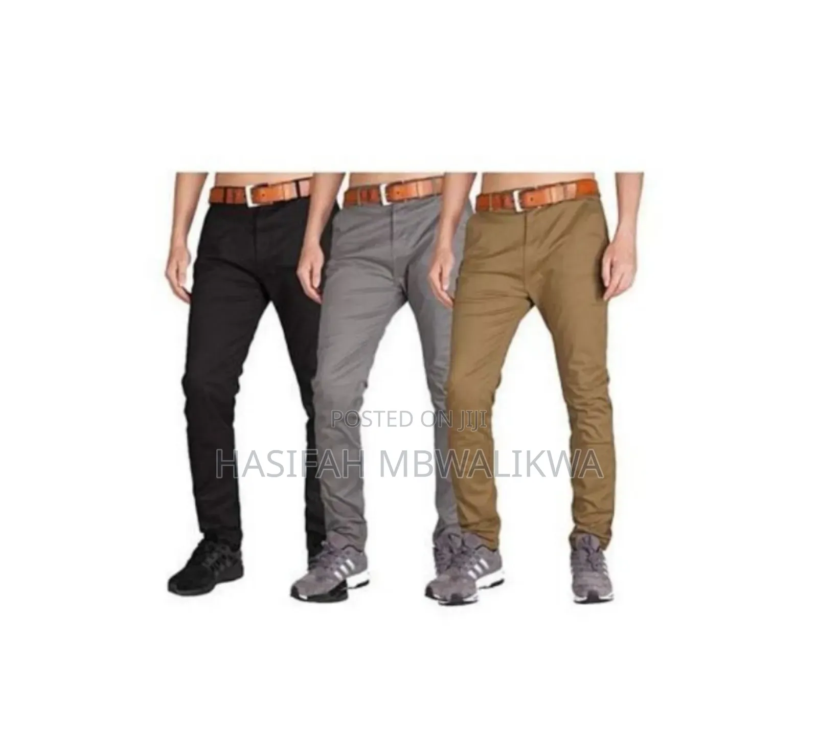 3 Pack Men's Straight Fit Casual Pant With Stretch.