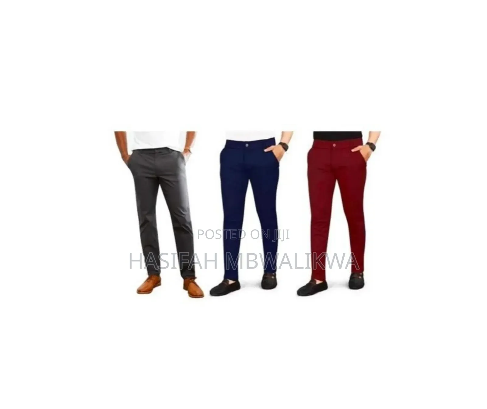 3 Pack Men's Straight Fit Casual Pant With Stretch.