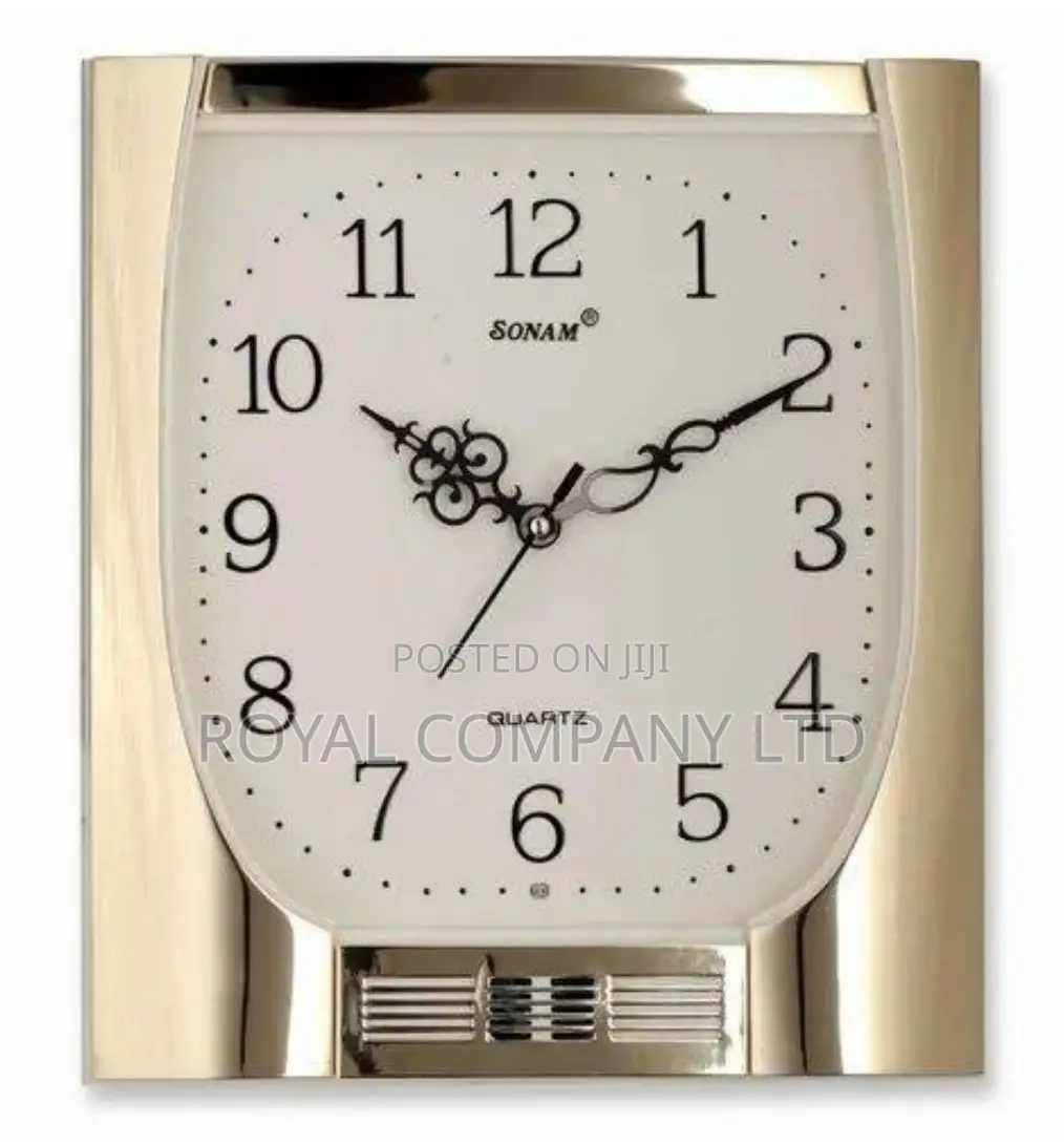 Wall Clock With an Alarm /Golden From Uk
