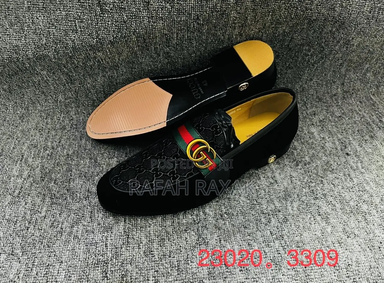 Original Black Gucci Double Buckle Gentle Suede Loafers