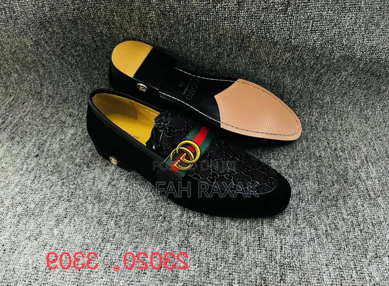 Original Black Gucci Double Buckle Gentle Suede Loafers