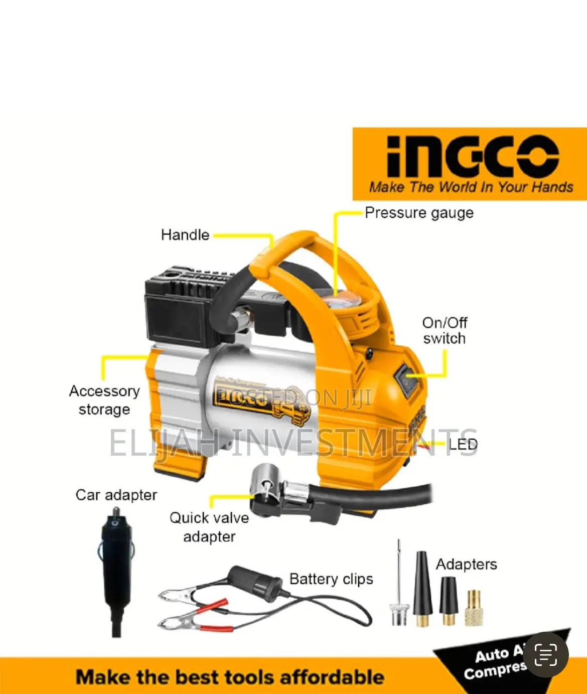 Ingco Auto Air Compressor Car Tire Inflator 10A 140PSI in Central ...