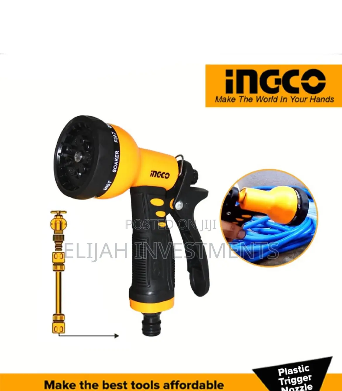 INGCO Plastic Trigger Nozzle Adjustable Spray Nozzle Gun