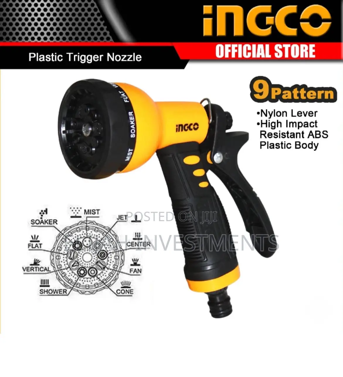 INGCO Plastic Trigger Nozzle Adjustable Spray Nozzle Gun