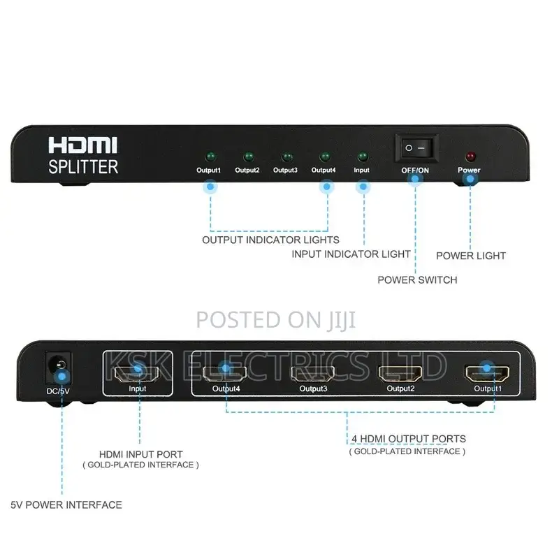 HDMI Splitter 1 in 4 Out HDMI Video Distributor Splitter
