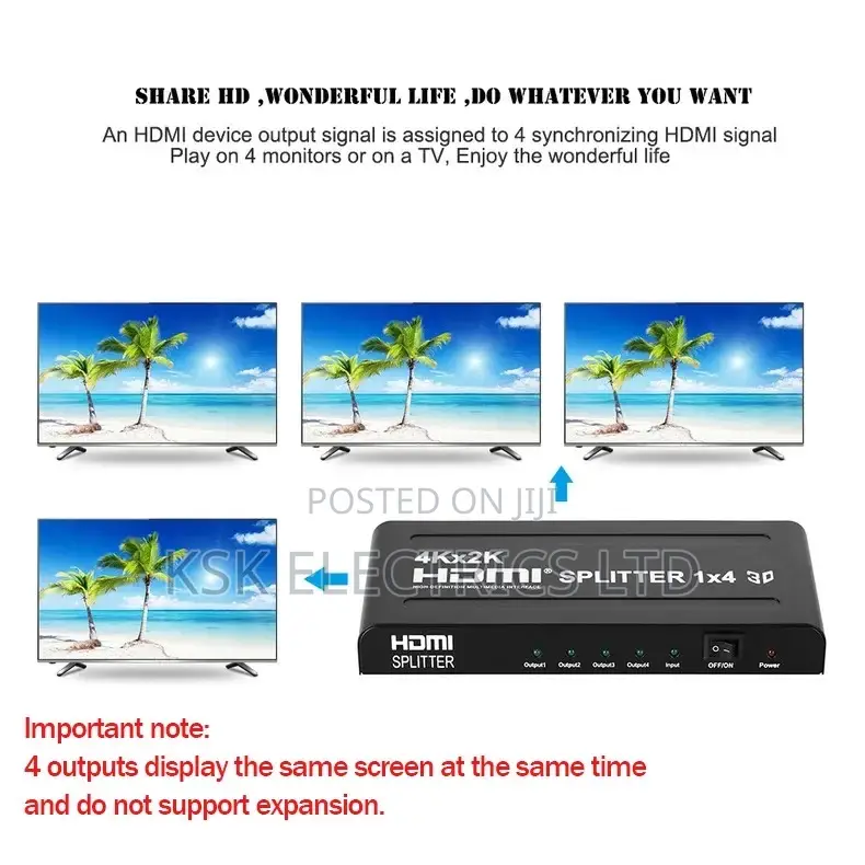 HDMI Splitter 1 in 4 Out HDMI Video Distributor Splitter