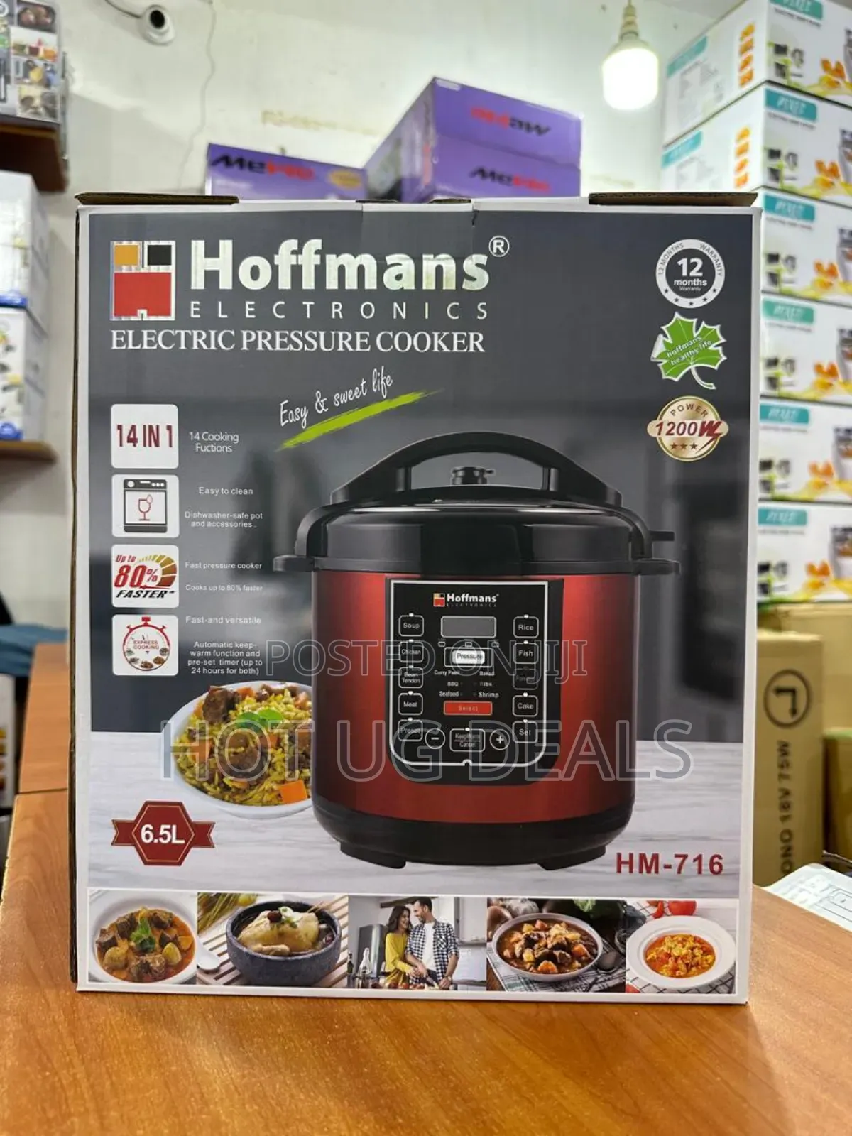 Hoffmans 4 in 1 Digital Electric Pressure Cooker 6.5l –Red