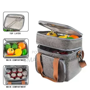 Large Capacity Double- Layer Crossbody Lunch Bag
