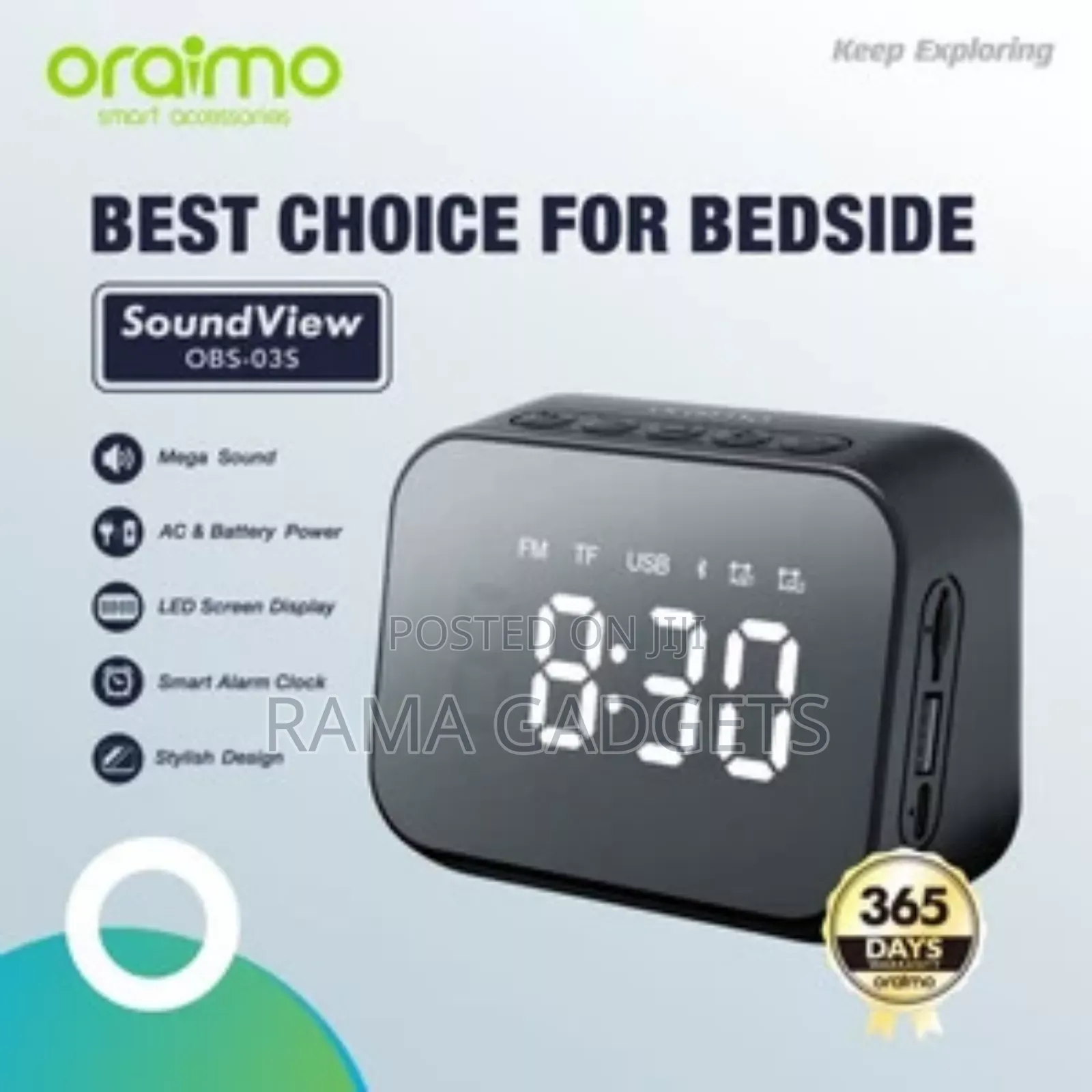 Oraimo Soundview Portable Wireless Speaker and Alarm Clock