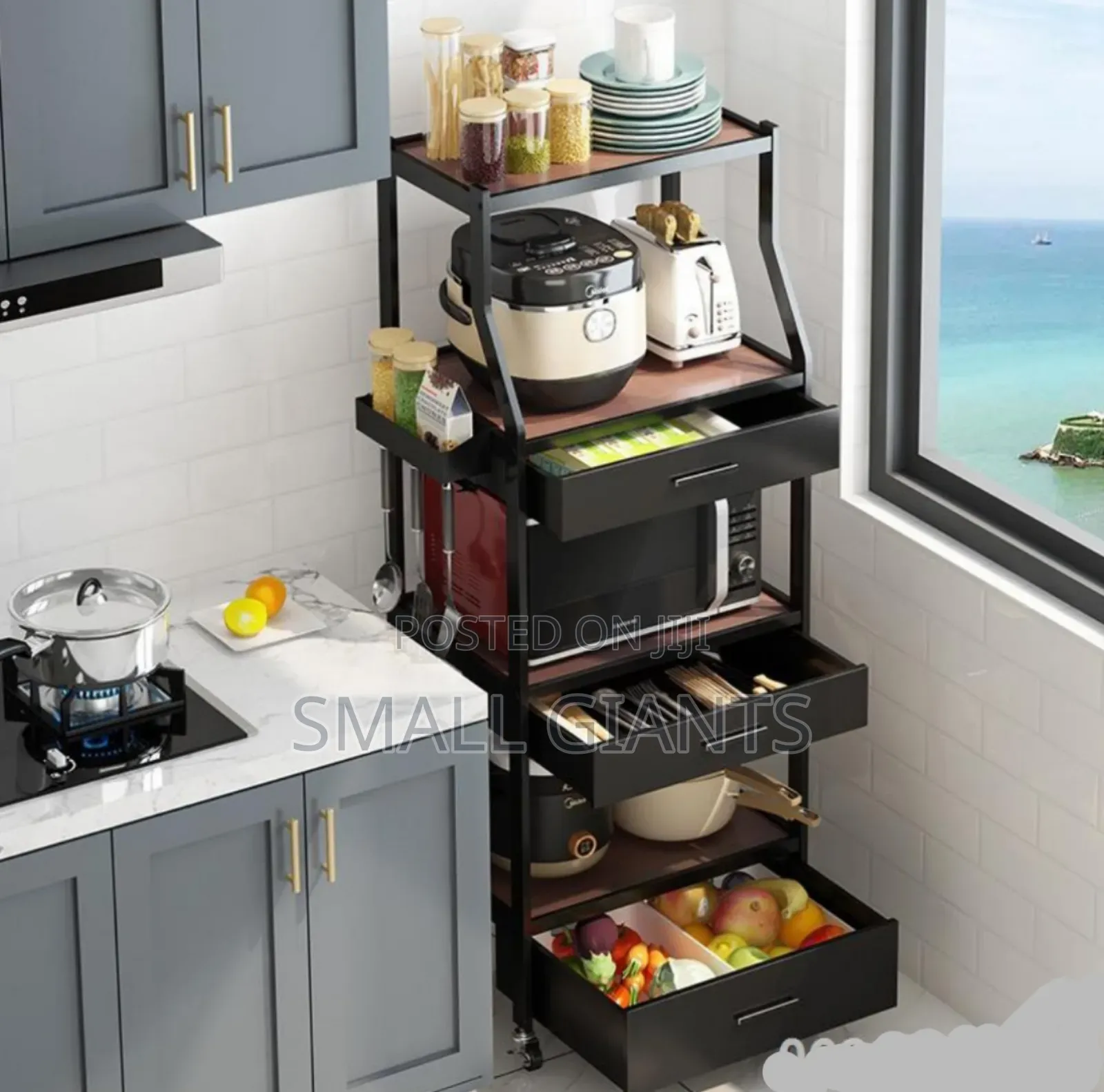 Floor Multi-Layer Household Pull Out Kitchen Shelf/Rack