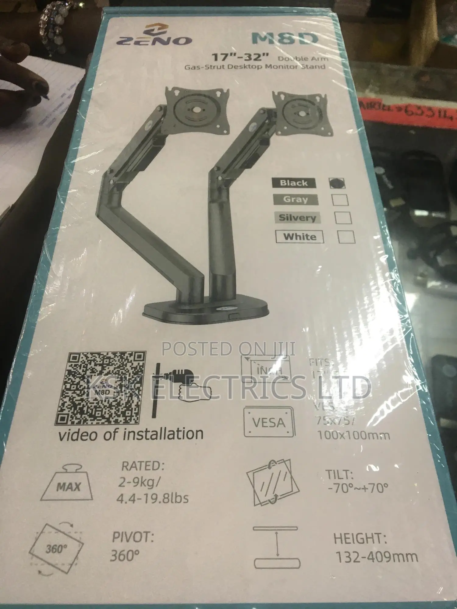 Double Arm Gas-strut Desktop Monitor Stand