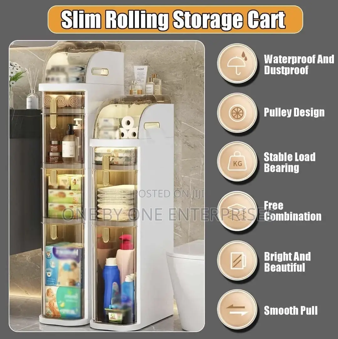 Storage Tower Stand Bathroom Cabinet Toilet Paper Holder