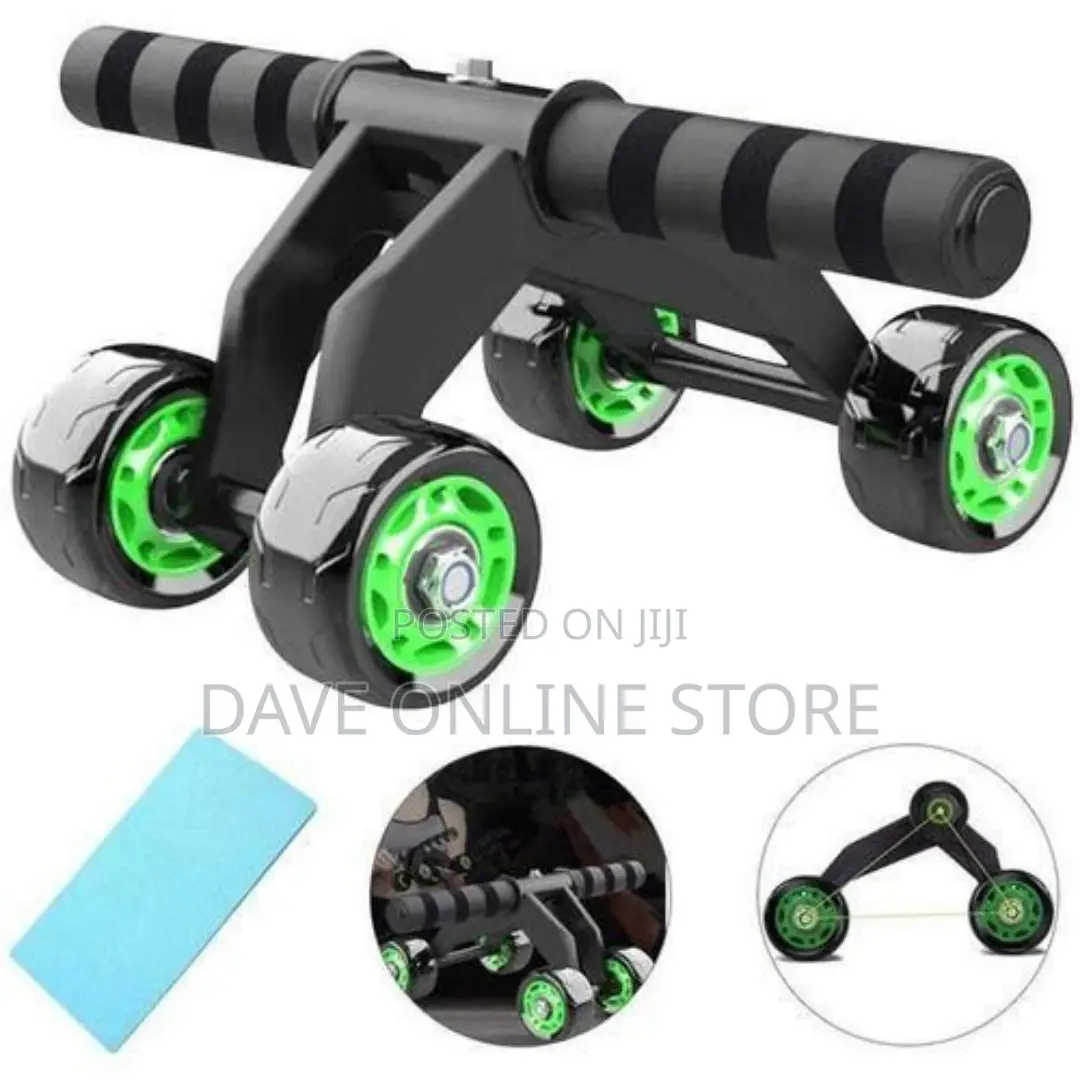 4 Wheel Abdominal Exercise Roller + Knee Support