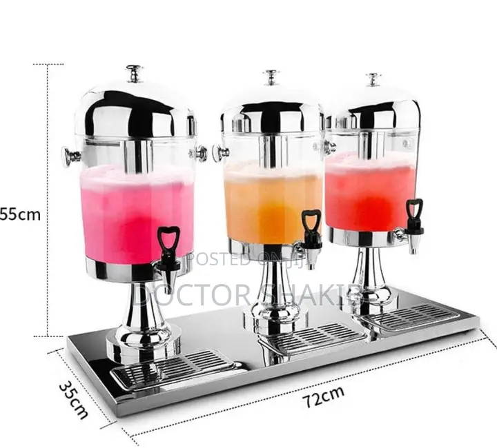 Durable Triple Juice Dispenser Cans-Silver