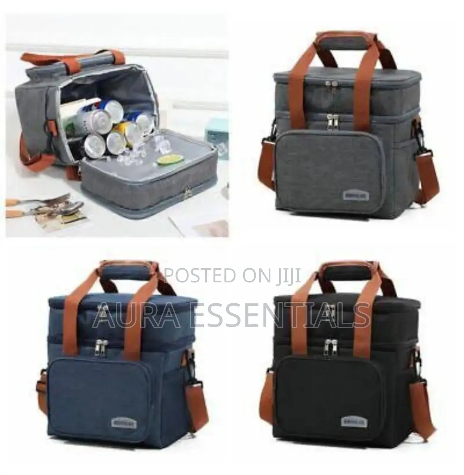 Double Layered Large Capacity Crossbody Insulated Lunch Bag