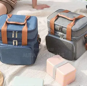 Double Layered Large Capacity Crossbody Insulated Lunch Bag