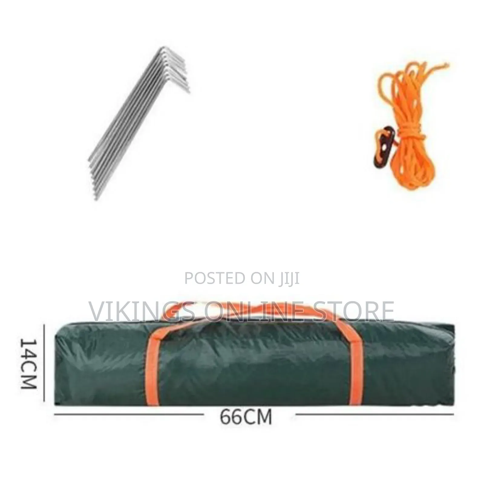Portable Family 1-4 Person Camping Tent - Green Orange
