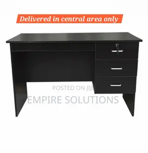 Office Table 120cm Black Colour, 3 Drawers
