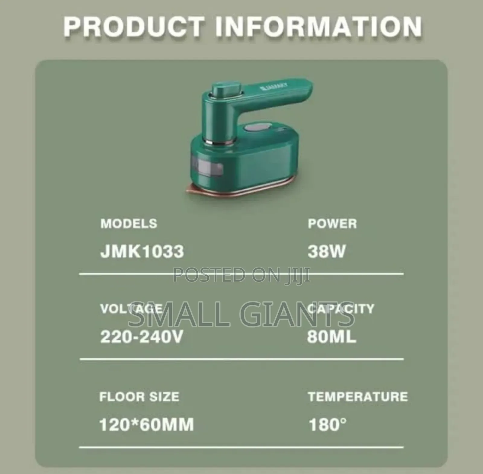 Jamaky Mini Travel Dry and Wet Iron 180C -Green