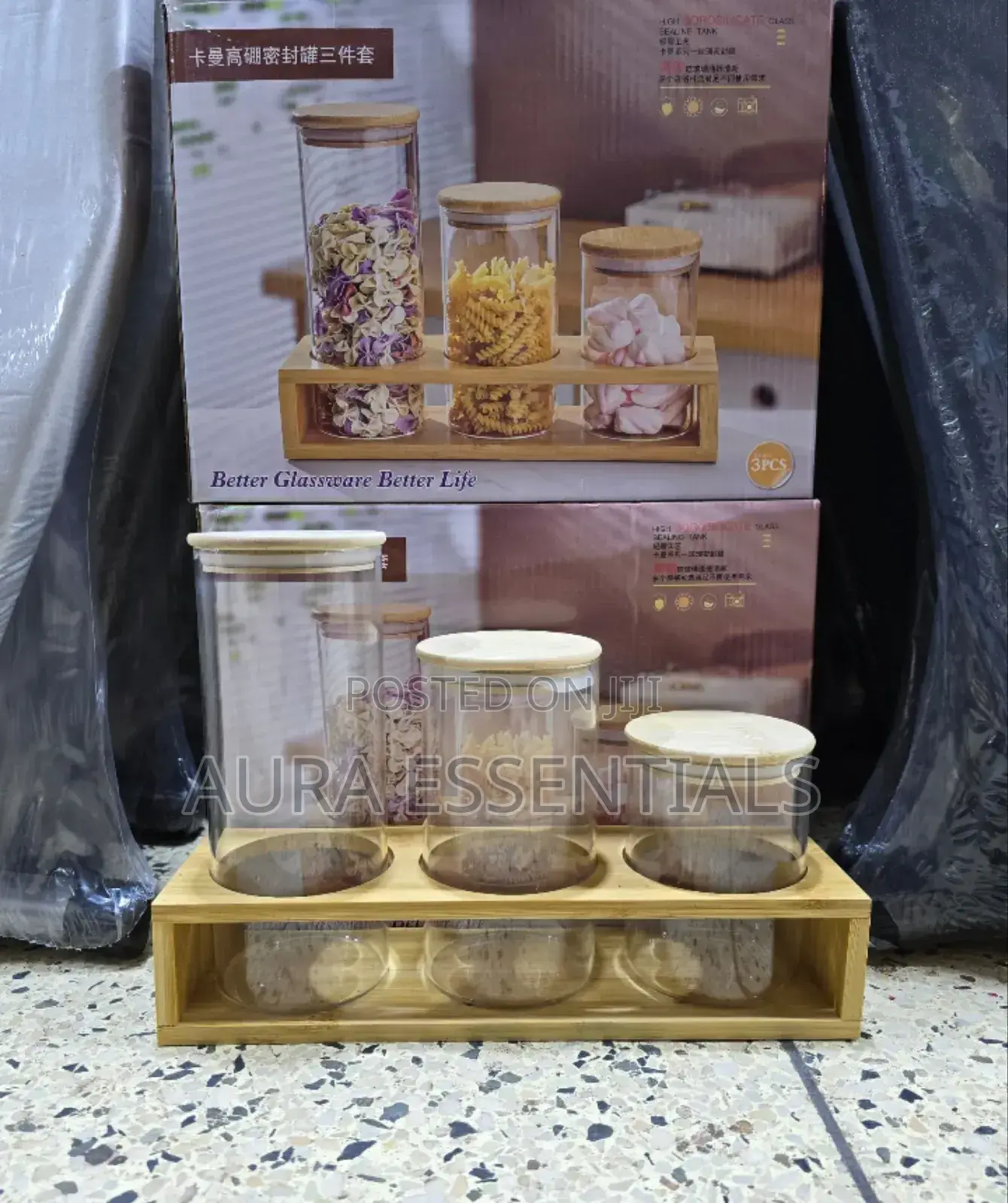 3pcs Airtight Glass Containers