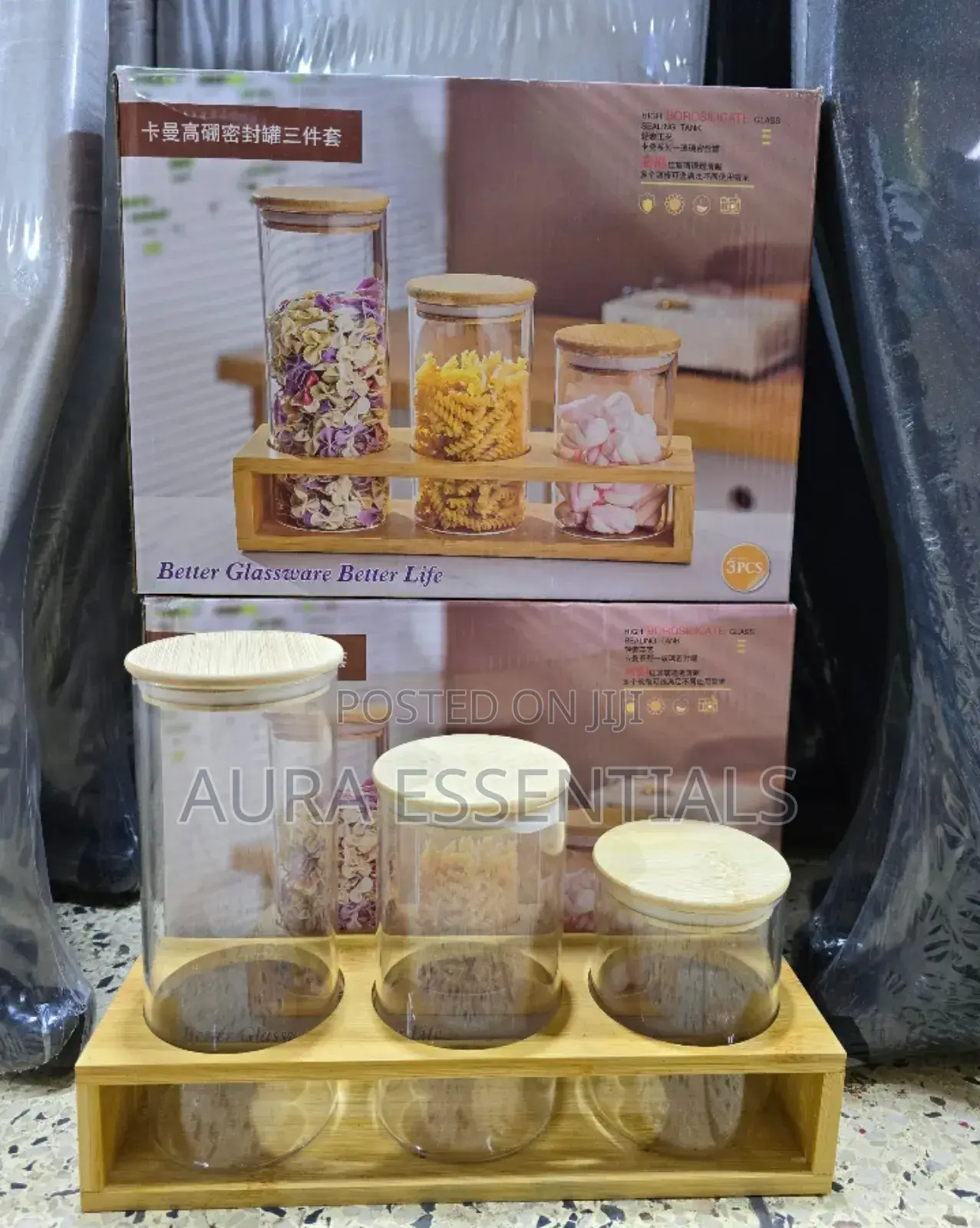 3pcs Airtight Glass Containers