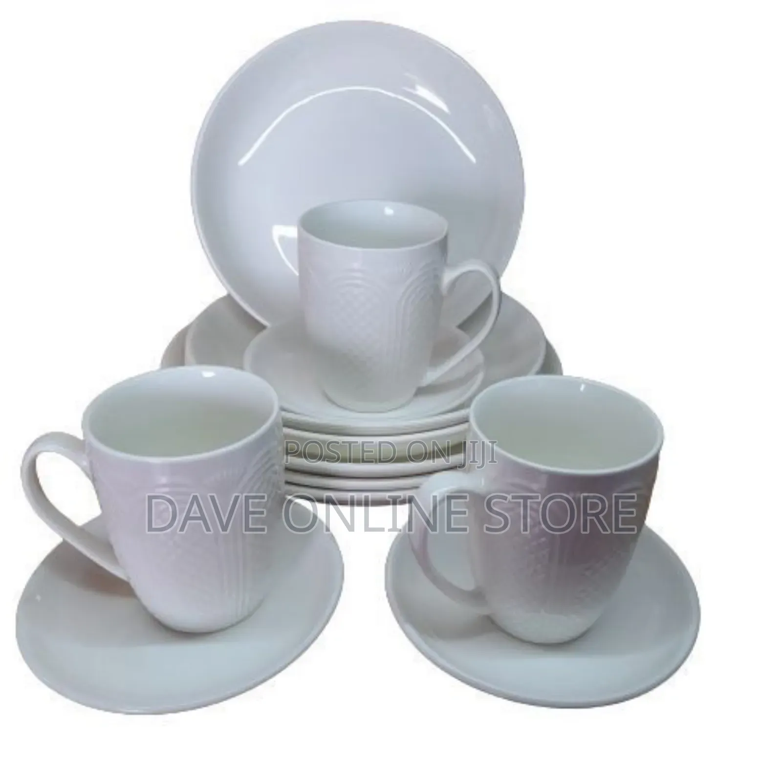 Dinner Set 12pcs of Deep Ceramic Dinner Set- White