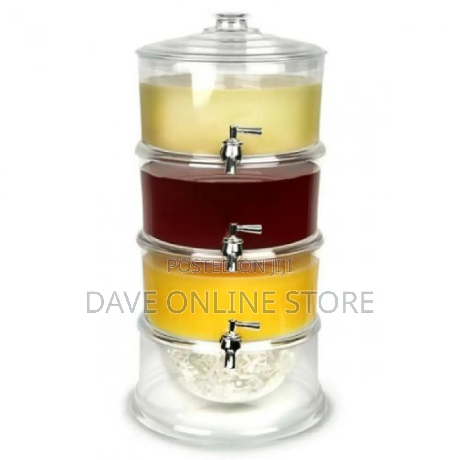 Acrylic 3-Tier Water, Juice Drink Dispenser With Ice Chamber