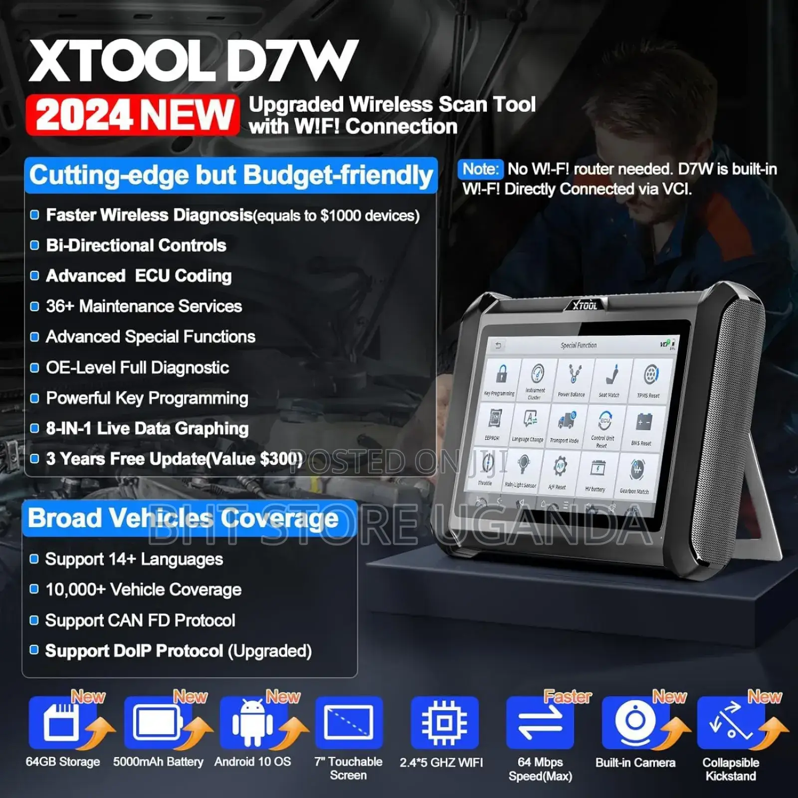 Xtool D7W Car Diagnostic Tool Key Programmer