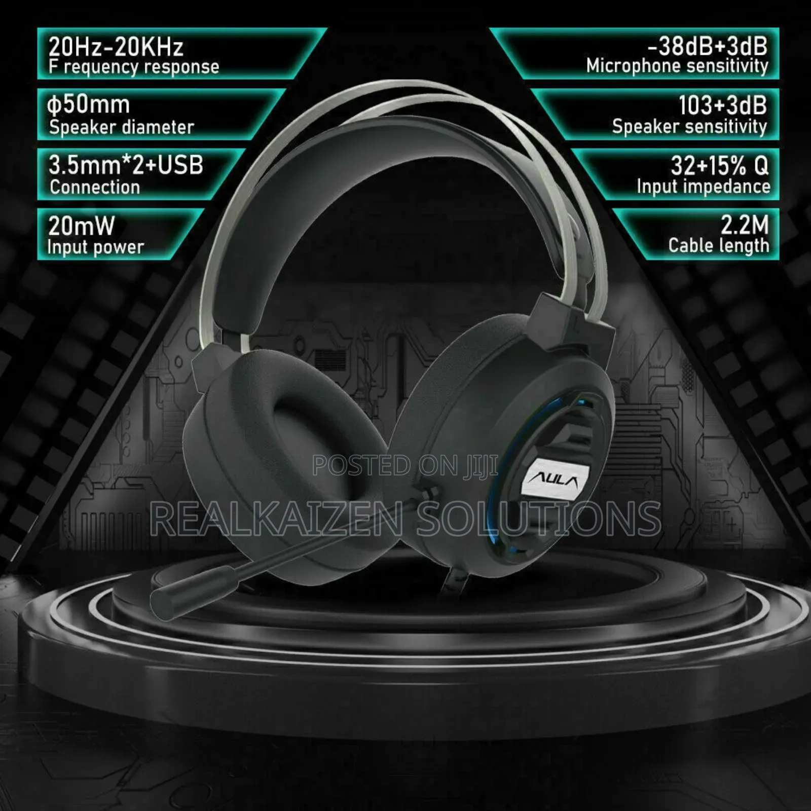 AULA USB Wired Gaming Headset With Microphone Surround Sound