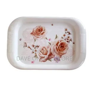 2 Pieces Set of Beautiful Melamine Trays-White