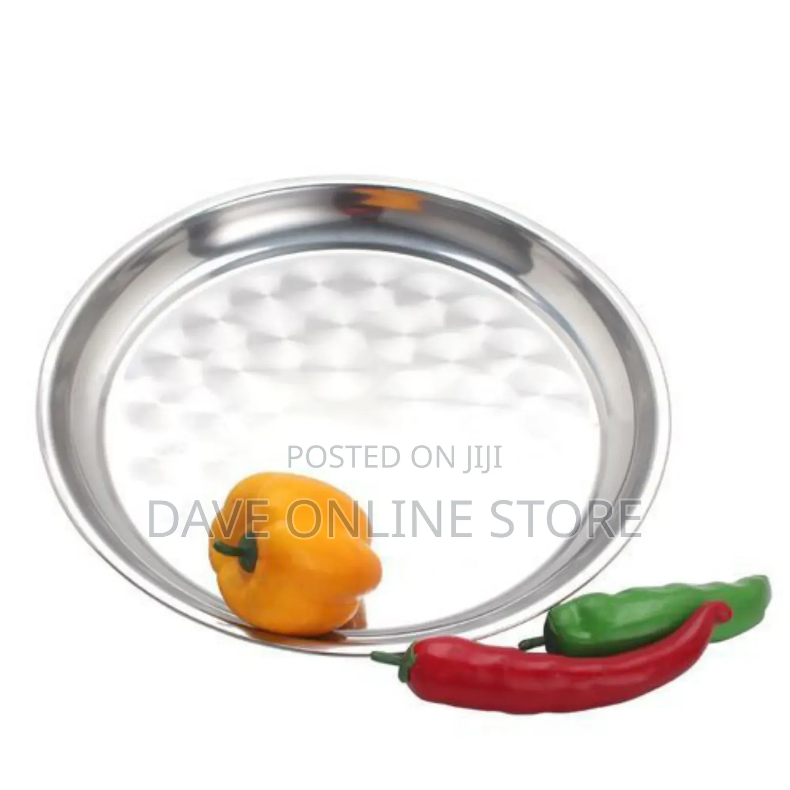 Round Stainless Steel Tray Sania for Serving Food and Drinks