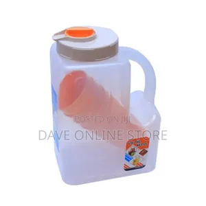 Plastic 4L Fridge Bottle With 4 Tumblers -Orange